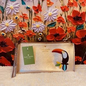 Authentic Kate Spade rosegold toucan wristlet
